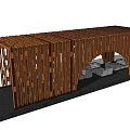 Modern Wooden Pergola With Lattice Structure And Seating Area For Outdoor Use