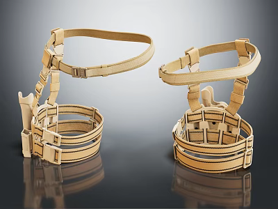 Pair Of Classic Wooden Harness Straps With Traditional Craft Structure Design 3d model