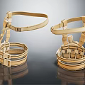 Pair Of Classic Wooden Harness Straps With Traditional Craft Structure Design