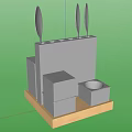 Modern Tableware Set With Metal Containers Trays And Geometric Boxes