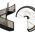 Modern Spiral Staircase Design With Marble Steps And Black Frame Railing 3d model