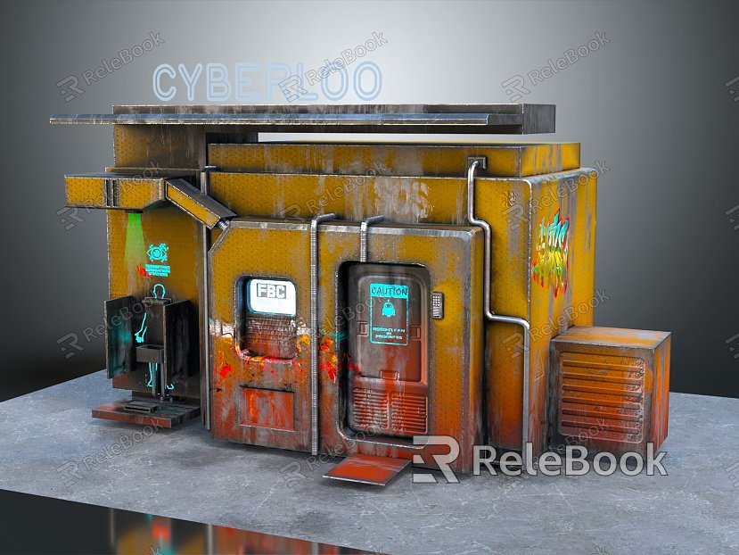 Industrial LOFT Public Toilet Toilet Cyberpunk Toilet Cyberpunk Toilet Science Fiction Toilet model