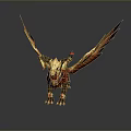 Mythical Fantasy Creature 3D Model With Golden Wings Red Feathers And Sharp Claws 3d model