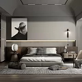 Modern Bedroom Interior Design With Large Bed Bedside Tables Table Lamps Wall Art And Rug