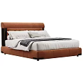 Modern Double Bed Design With Upholstered Headboard Neutral Bedding And Decorative Pillows