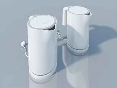 Two Modern White Electric Kettles Stylish Kitchen Appliances With Sleek Design 3d model