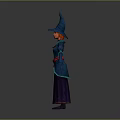 Witch Character in Blue Hat Purple Robe with Pink Sash and Outstretched Hands