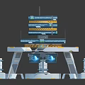 Futuristic Tech Station With Multiple Screens Platform Pillars And Blue Digital Displays 3d model