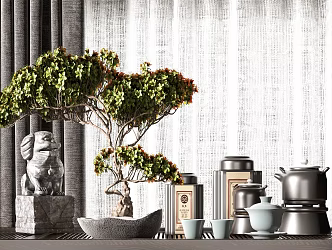 New Chinese Tea Set Ornaments End View 3d model
