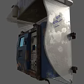 Public Facility Outdoor ATM Machine With Rusted Blue Panel Screen Keypad And Card Slot