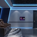 Modern science and technology sense video room home theater private cinema function sofa curtain star ceiling 3d model