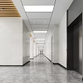 Modern Front Desk Reception Interior Design With Marble Counter And Glass Partitions