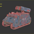 Futuristic Blue Tracked Armored Weapon Vehicle With Turret Cannon And Mechanical Design Features