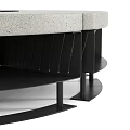 Outdoor Kitchen Fire Pit Round Concrete Design With Firewood Storage Compartments