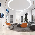 Modern Dental Clinic Reception Area With White Desk And Marble Wall