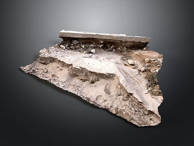 Realistic Geological Terrain Model With Dirt Layers Rocks And Uneven Surface 3d model