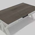 Modern Rustic Dining Table With Dark Wood Top White X Legs And Drawer