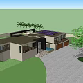 Modern Detached Villa With Swimming Pool Terrace Solar Panels And Green Lawn