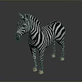 Realistic 3D Zebra Character With Black And White Stripes Standing On Dark Background