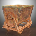 Vintage Rusted Metal Cart With Riveted Details And Wheel Structure
