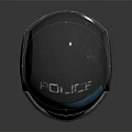 Black Police Helmet With Blue Visor And Protective Design For Safety