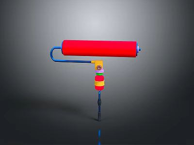 Red Paint Roller With Blue Handle And Colorful Grip For Wall Painting 3d model