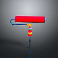 Red Paint Roller With Blue Handle And Colorful Grip For Wall Painting