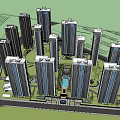 Modern High Rise Residential Complex Featuring Multiple Towers and Central Landscaped Area