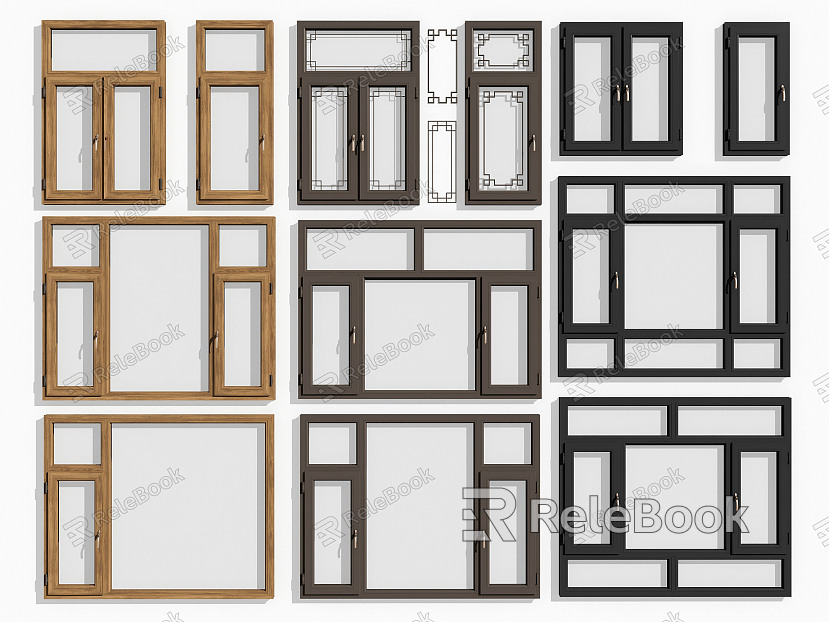 New Chinese-style Window Aluminum Alloy Window Solid Wood Window Combination model