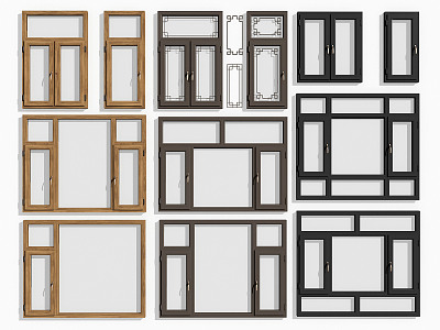 New Chinese-style Window Aluminum Alloy Window Solid Wood Window Combination model