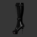 Stylish Black Knee High Boots With Lace Up Buckle Straps And Studded Metallic Block Heels