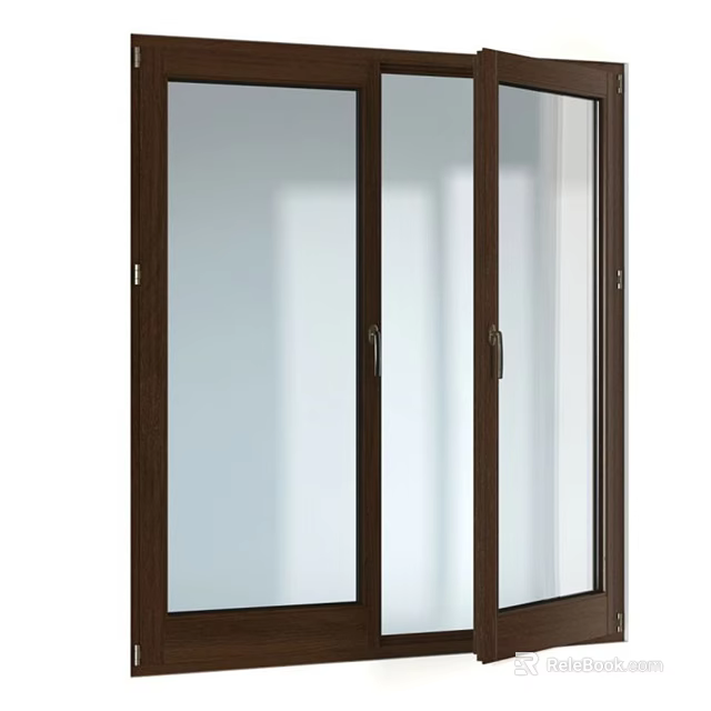 Modern Casement Window Design With Clear Glass Panels And Sturdy Frame Structure 3d model 