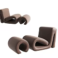 Modern Brown Leather Lounge Chair With Unique Curved Design And Stylish Structure