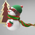 Commercial Christmas Decorative Equipment With Snowman Figure And Golden Tree Ornaments