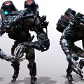 Sci Fi Mechanical Creatures In Multiple Poses With Red Eyes And Detailed Robotic Structures 3d model