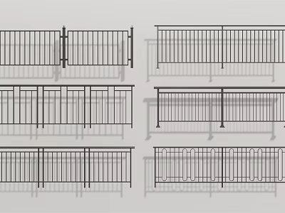 Various Metal Fence Designs With Decorative Bars For Outdoor Safety Use 3d model