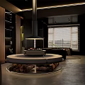 Modern Lounge Room Interior With Wooden Bookshelves Sofas Coffee Table And Green Plant