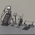 Fitness Equipment Set With Stair Climber Stationary Bike Fan Bike Ab Bench And Yoga Mat