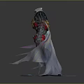 Warrior Character With Detailed Creature Inspired Silver Armor And Red Cloak