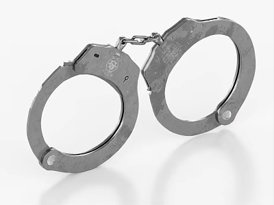 Stainless Steel Open Handcuffs With Chain Link And Polished Metal Surface 3d model