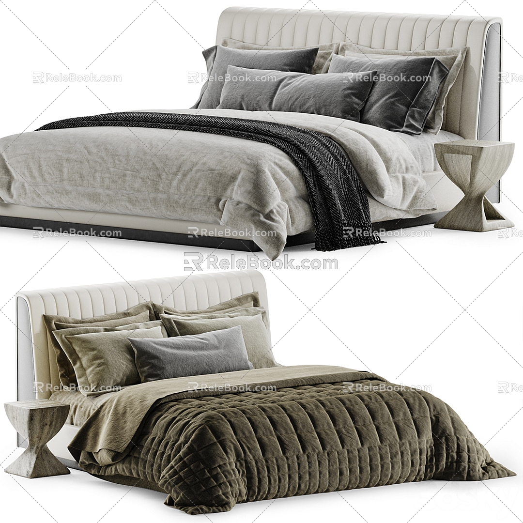 Modern fabric double bed 3d model