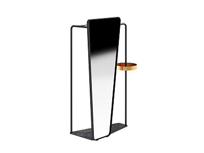 Modern Storage Rack With Black Metal Frame Mirror Panel Gold Tray And Bottom Shelf 3d model