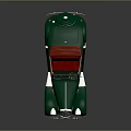 Vintage Green Convertible Car with Red Soft Top Classic Retro Design and Chrome Accents