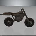 Rusty Vintage Motorcycle With Old Frame And Wheels On Dark Background 3d model