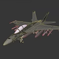 Gray Military Fighter Jet with Cockpit Missiles and Landing Gear Features