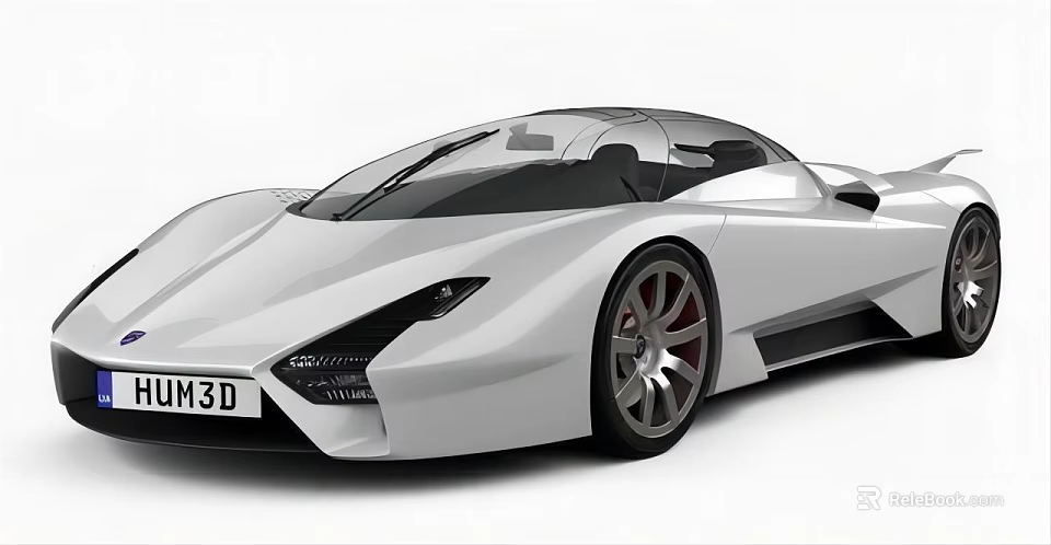 White Modern Sports Car With Transparent Roof And Sleek Design 3d model 