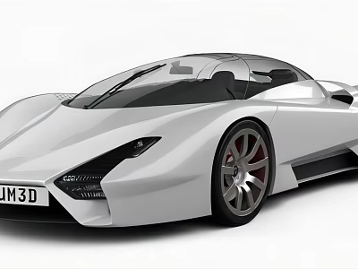 White Modern Sports Car With Transparent Roof And Sleek Design 3d model