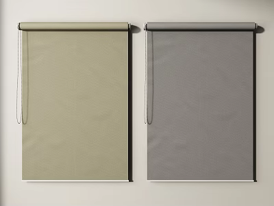 Stylish Roller Blinds Beige and Gray Fabric Wall Mounted Home Decor 3d model