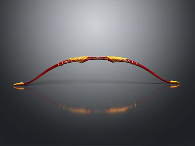 Red And Yellow Curved Interior Decorative Structure With Shiny Surface And Reflective Base 3d model