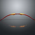 Red And Yellow Curved Interior Decorative Structure With Shiny Surface And Reflective Base